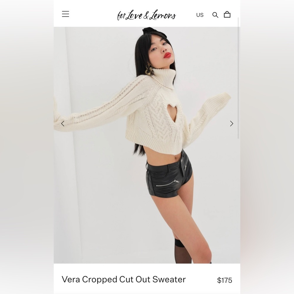 For love and lemons Vera cropped sweater. Heart cut out.